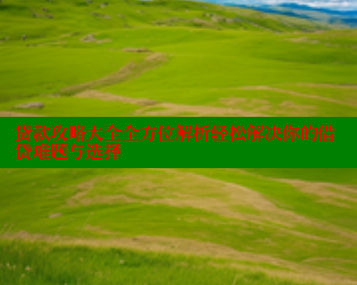 贷款攻略大全全方位解析轻松解决你的借贷难题与选择 欲漫涩网站 第1张 贷款攻略大全全方位解析轻松解决你的借贷难题与选择 欲漫涩网站 第1张